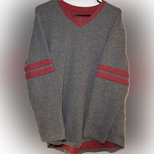 Lauren James Southern Comfort Grey / Red Accent Sweater Women’s Large J4-0013